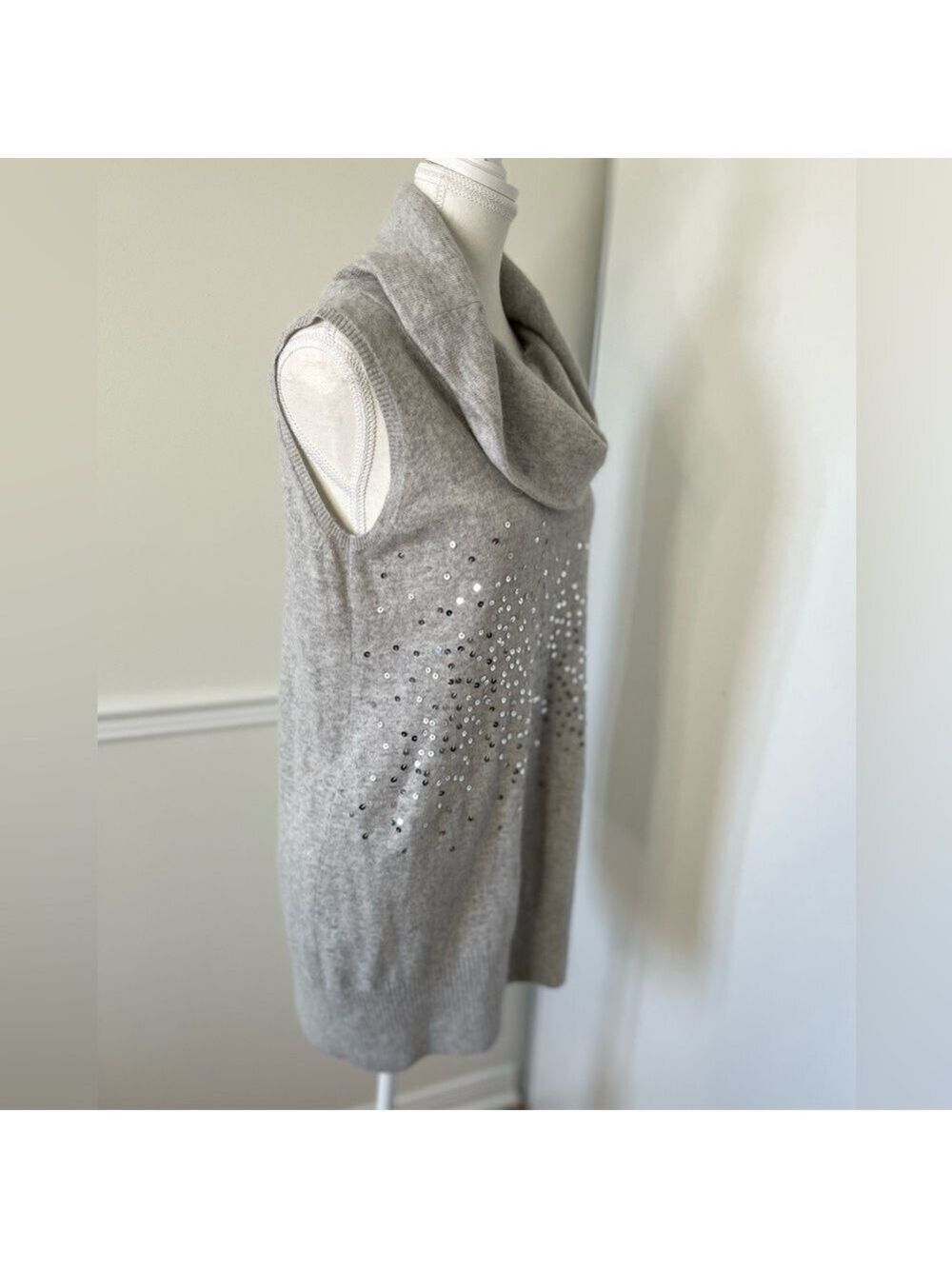 Zara Angora Blend Sequin Cowl Sleeveless Sweater M - Picture 4 of 8
